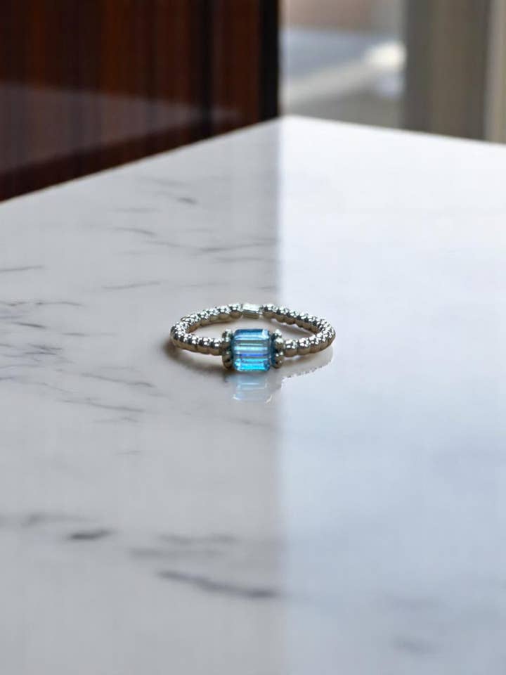 Square Crystal & Sterling Silver Rings | Multiple Colors for wholesale by Ciao Bella Jewelry Inc