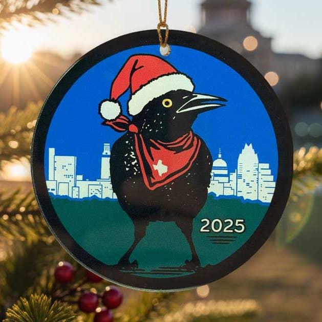 Grackle Skyline Ornament for wholesale by Gusto Graphic Tees