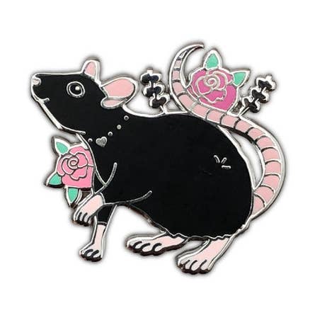 Black Rat Enamel Pin for wholesale by The Crowned Rabbit