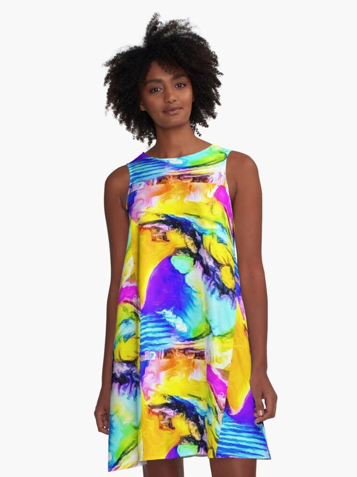 "Caribbean Calypso" A-Line Dress for wholesale by Lady Barbara Pinson Artist