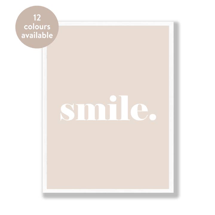 Smile bold and colourful print for wholesale by Word Up Creative