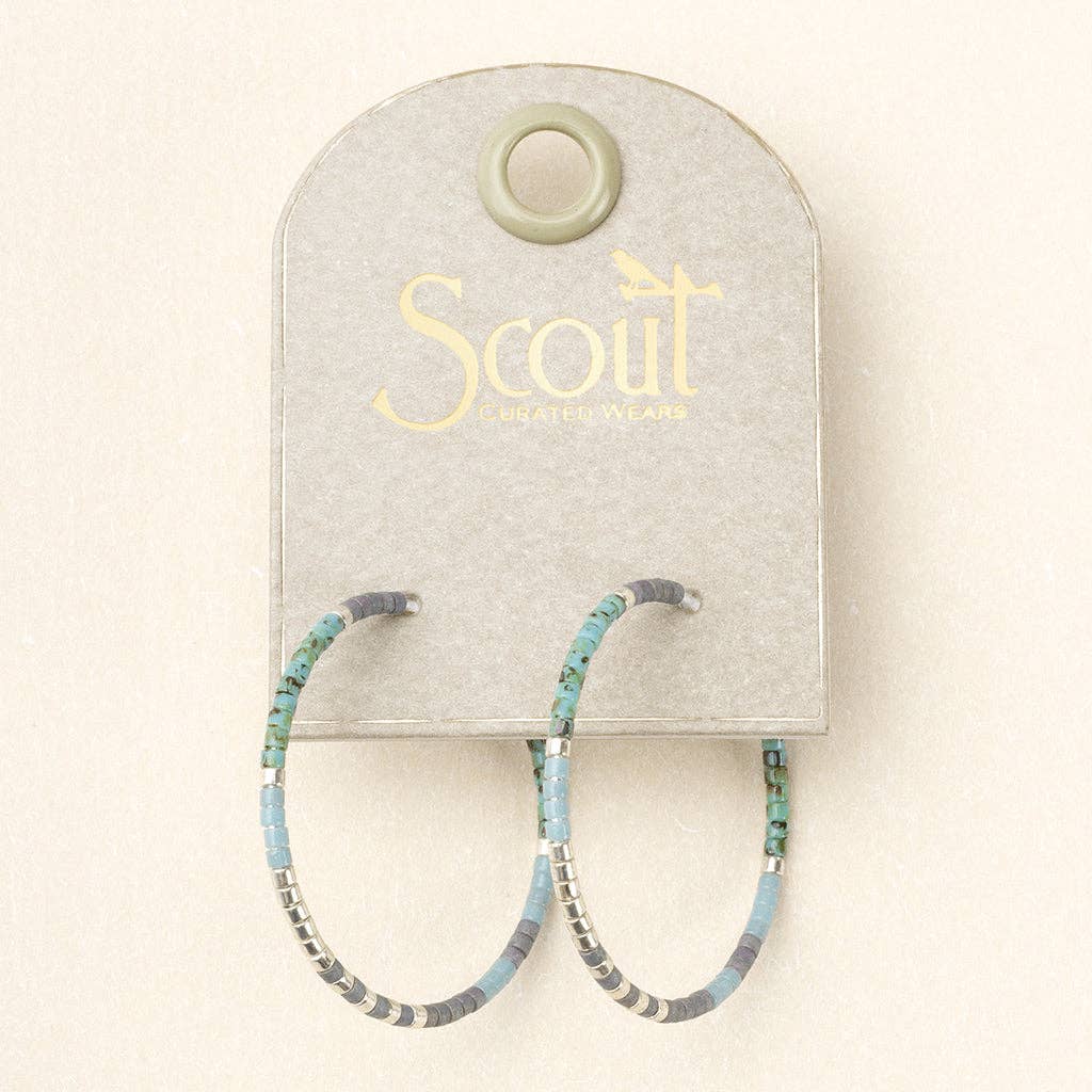 Scout Curated Wears - Wholesale Hoop Earrings - Chromacolor Miyuki Small Hoop - Turquoise Multi/Silver1