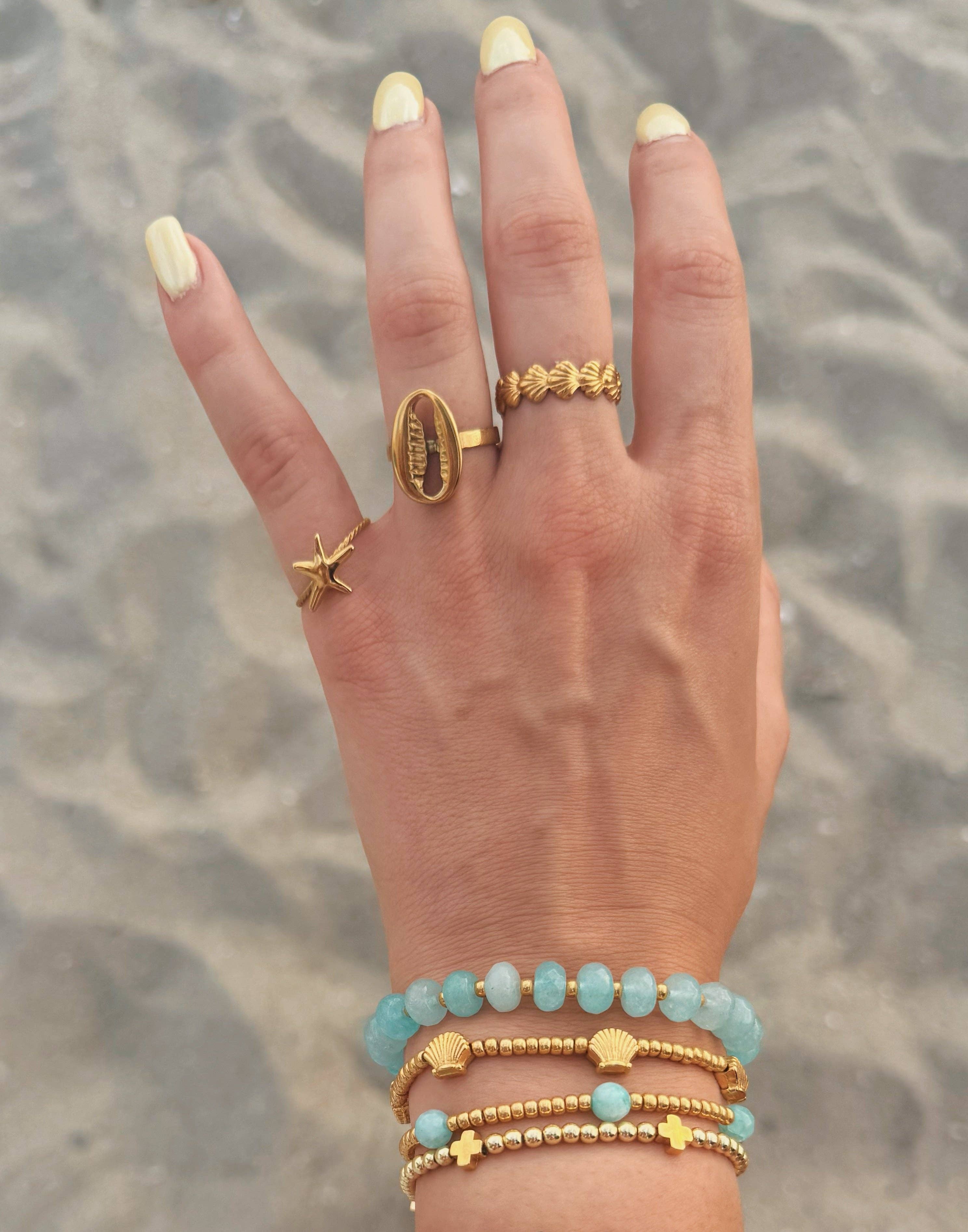 Salt & June - Wholesale Beaded Bracelet - Gold Seashell Beaded Bracelet2