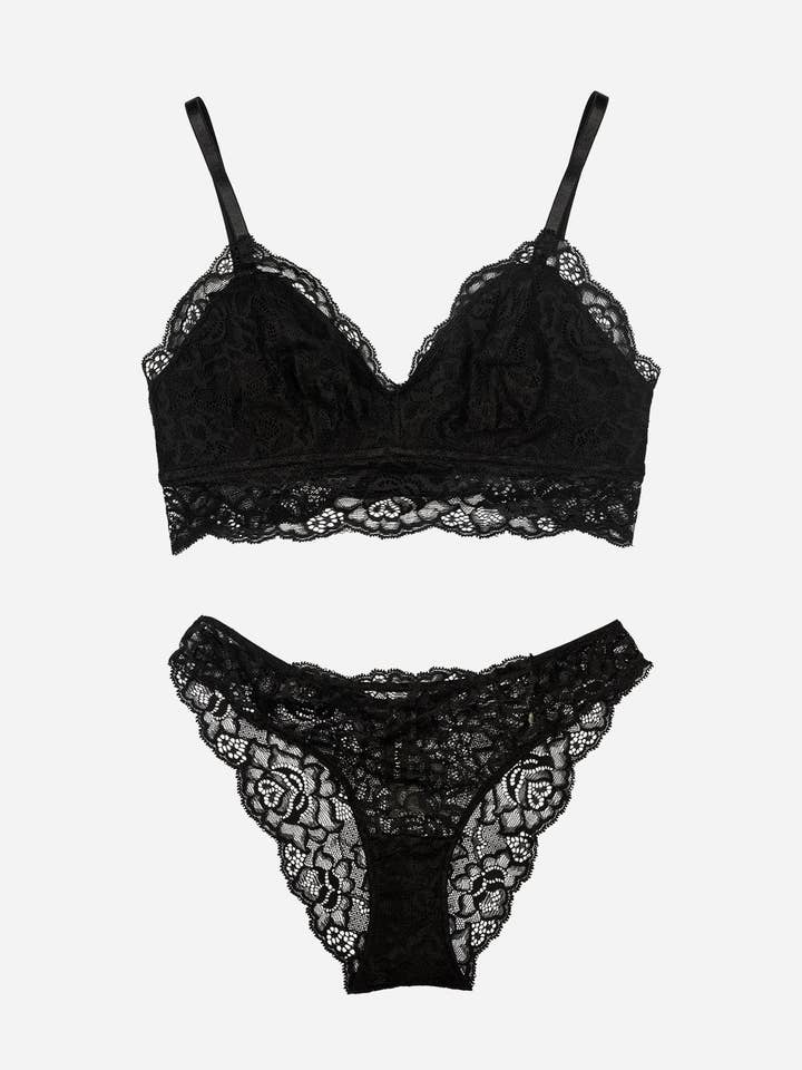 Jacqueline Bralette und Brazilian Slip Set in Schwarz für den Großhandel von Noxlook Fashion and Lingerie