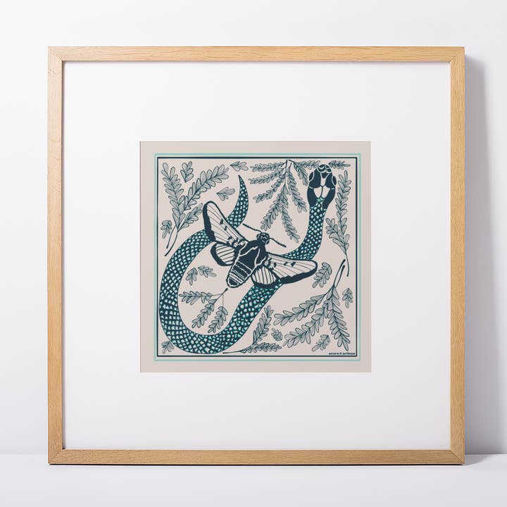 Texas Wildlife Wall Art Print | Moth and Snake Nature Poster for wholesale by Acorn & Artisan