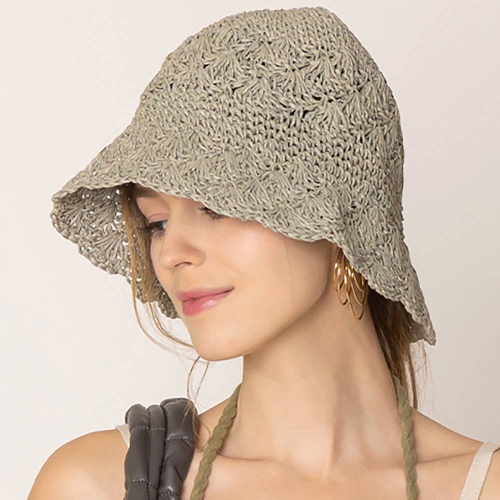 Sensibling Corp. - Wholesale Bucket Hat - Women's - Crochet Straw Bucket Hat
7