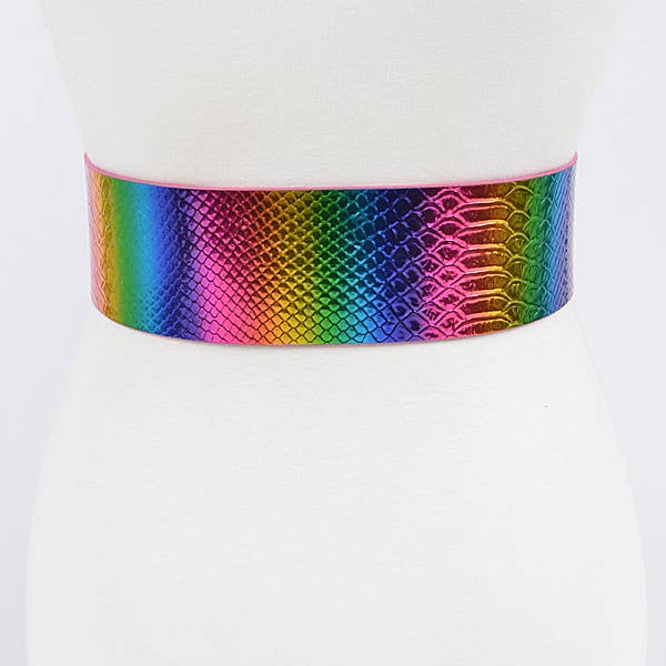 Shop Neighbors – wholesale Belt – Women's – Metallic Snake Wide Waist Belt6