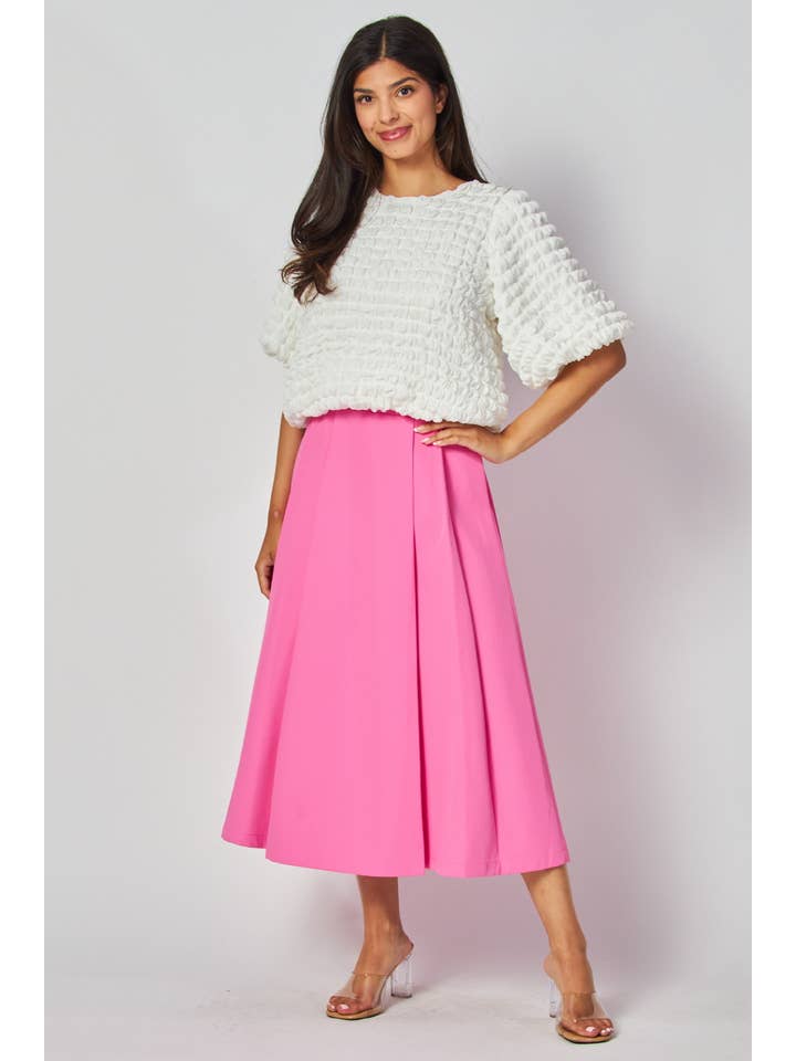 B I G H I T Fashion – Engroshandel Nederdel - Dame – Solid A-Line Midi Nederdel HS2689-PINK