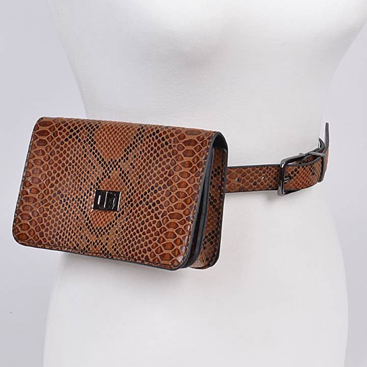 Cinturón tipo bolsa de piel de serpiente para venta al por mayor de 3AM BY H&D ACCESSORIES