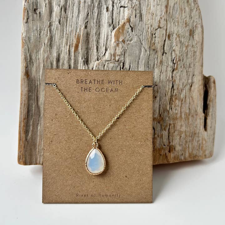 Opal Teardrop Necklace for wholesale by River Of Humanity