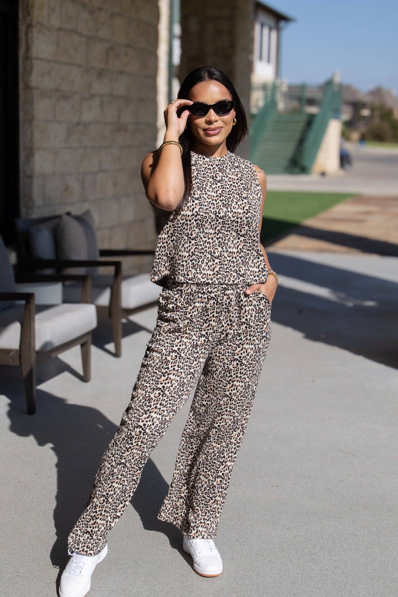 Textured Knit Lounge Pants, Leopard for wholesale on Faire2