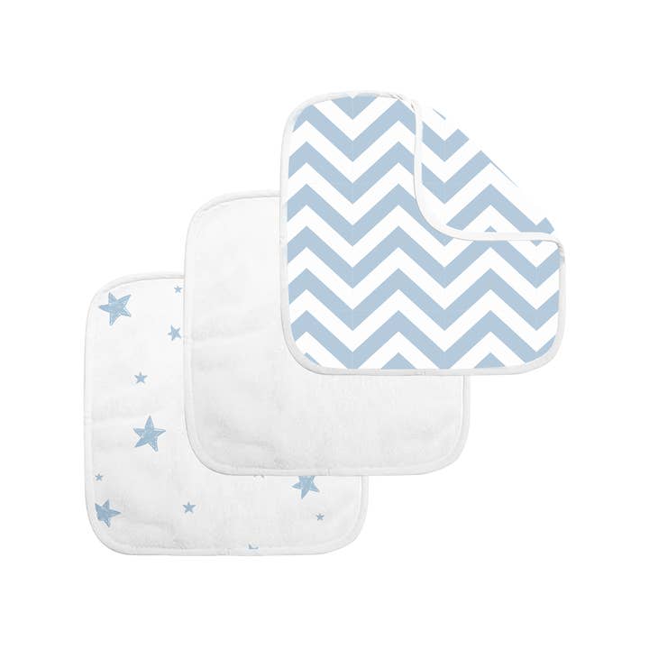 Washcloths-3 pack Baby and Kids Blue for wholesale by Kushies Baby