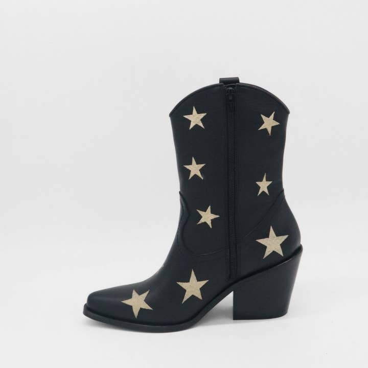 Moonlight Western Cowboy Women's Boots in Black Leather for wholesale on Faire4