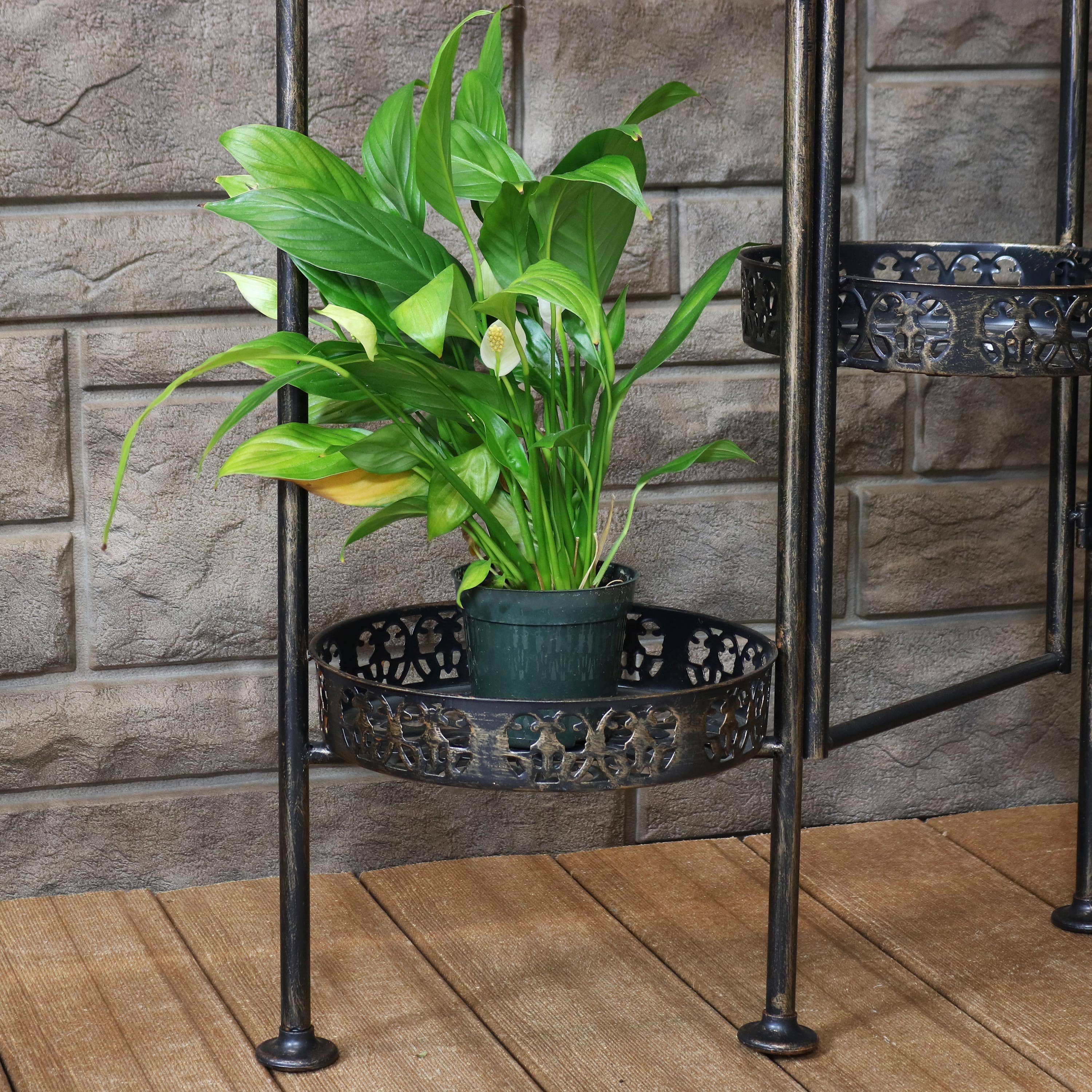 Sunnydaze Decor - Wholesale Plant Pot Stand - Bronze Steel 10-Tier Staggered Folding Plant Stand - 46.5 in6