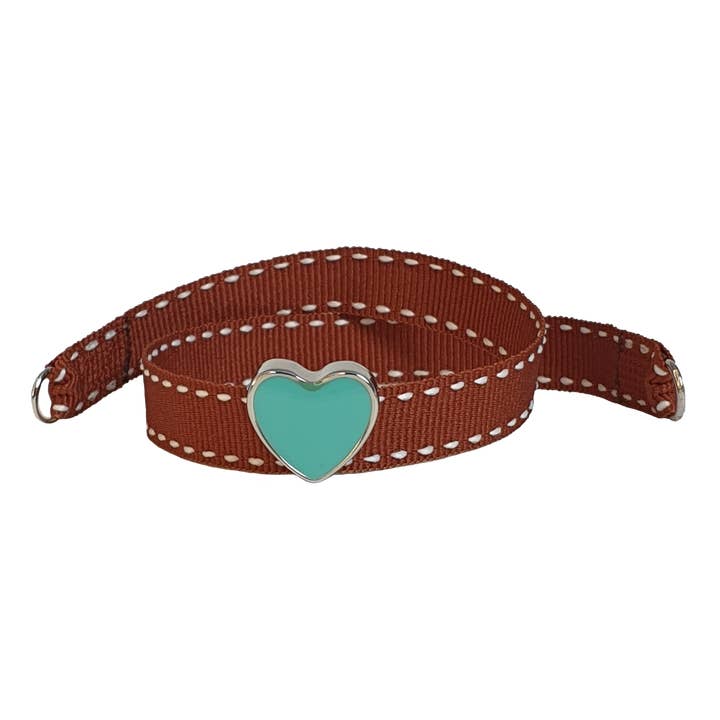 BRUNT ARMBÅND HJERTE VAND EMALJE PÅ PALLADIUM for engroshandel hos Smartever Srl