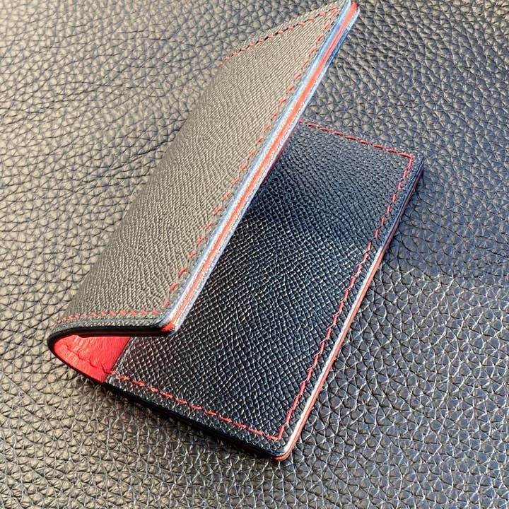 Whitworth Cardholder Blue Perlinger Small Bifold Wallet for wholesale by Leather Compositions