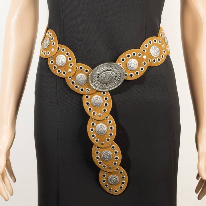 Large Ornate Western Oval Disc Belt for wholesale by Collections by Fame Accessories
