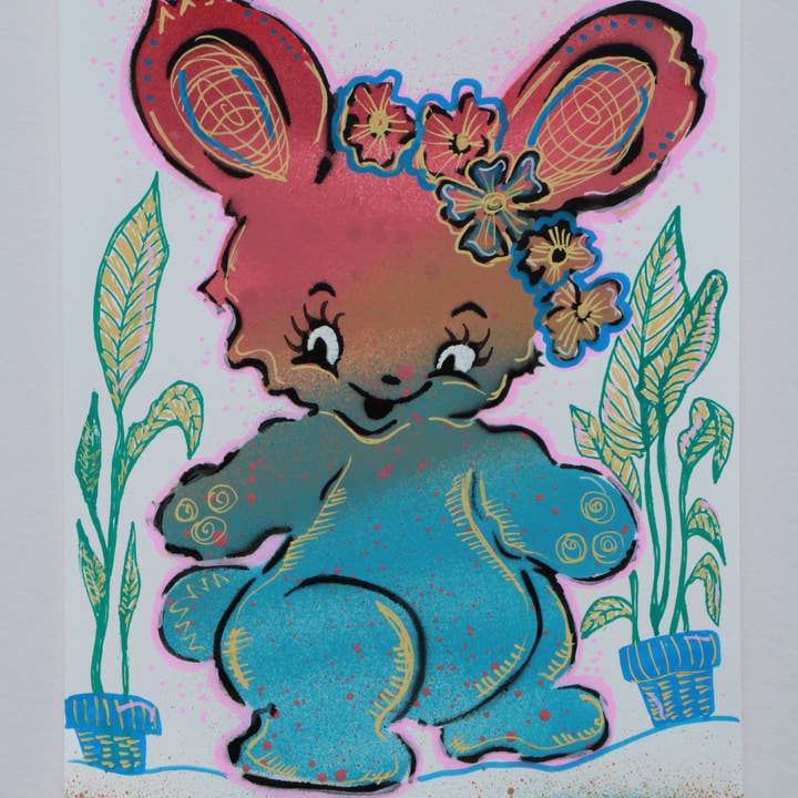 Bunny Graffiti Spray Painting Original Print A4 Msdre (Copy) for wholesale by Msdre