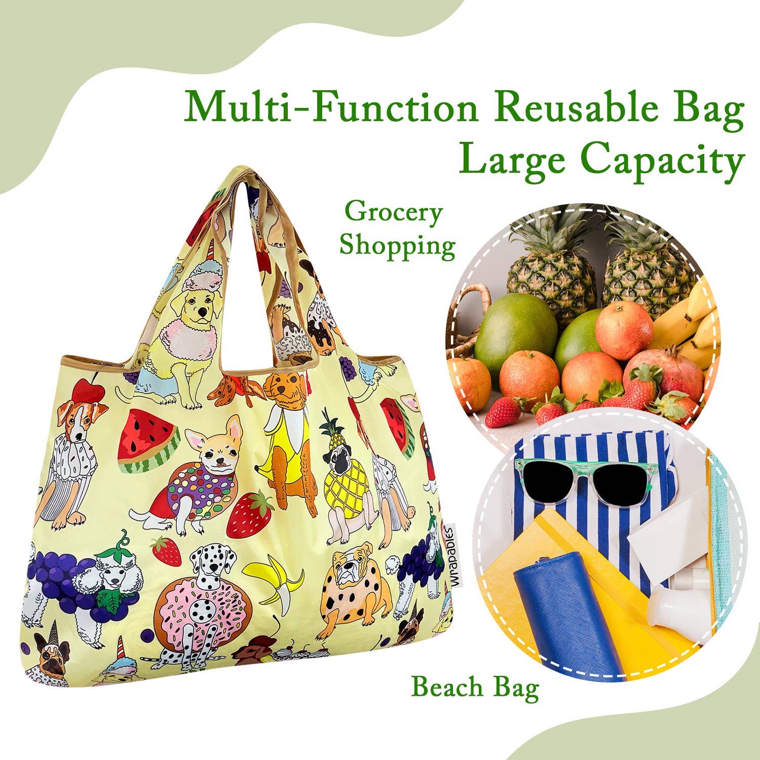 Wrapables.com - Vente Sacs de course/à provisions - Sac de courses réutilisable en nylon grand format Wrapables9