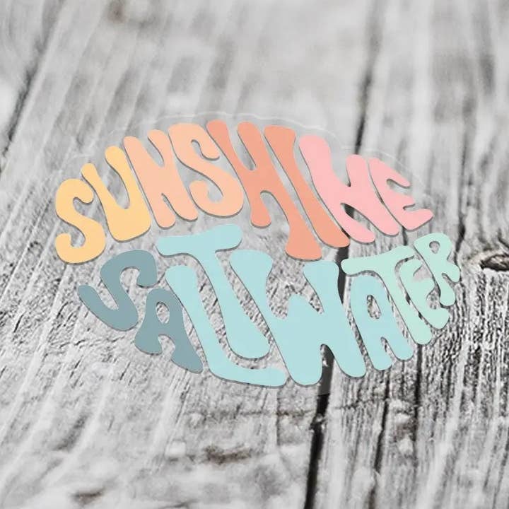 Pastel Sunshine & Saltwater Vinyl Sticker | CLEAR for wholesale by Sunshine + Saltwater