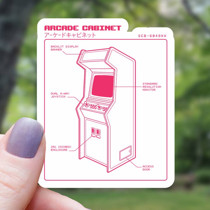 Retro Arcade Cabinet Sticker - 3" for wholesale by Mimic Gaming Co