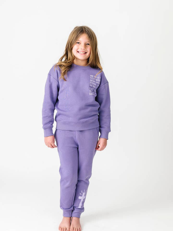 Eternal Life Purple Fleece Jogger for wholesale by Holy Pals