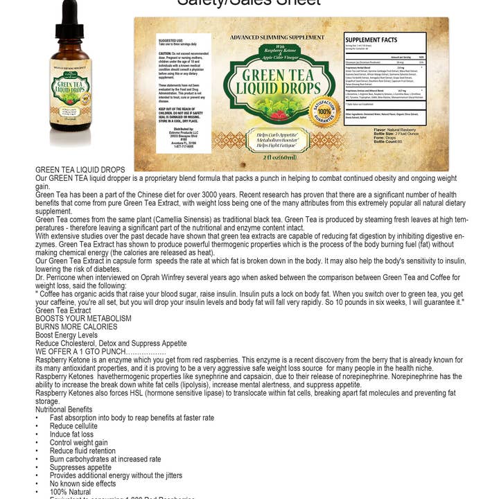 Totally Products - Wholesale Oral supplement/vitamin - Green Tea Liquid Drops - 2 bottles5