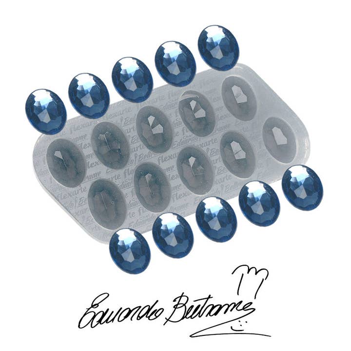 Mittelgroße ovale facettierte Silikonform für Broschenschmuck für den Großhandel von Flexarte USA