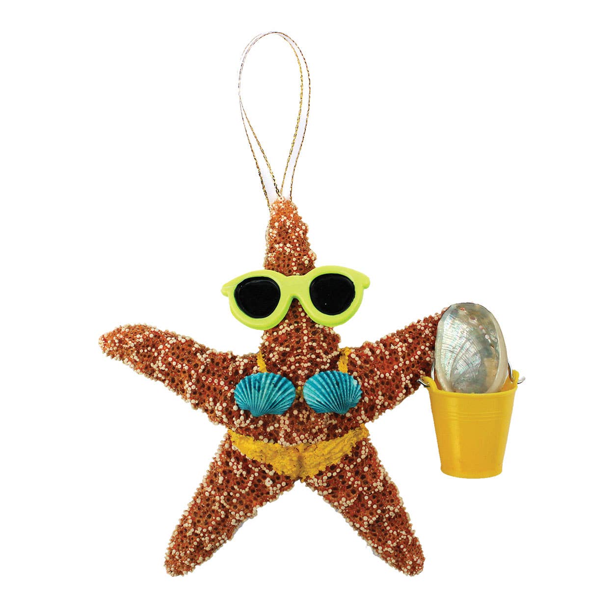 California Seashell Company - Wholesale Ornament - Beach Girl Bucket Sugar Starfish Ornament5