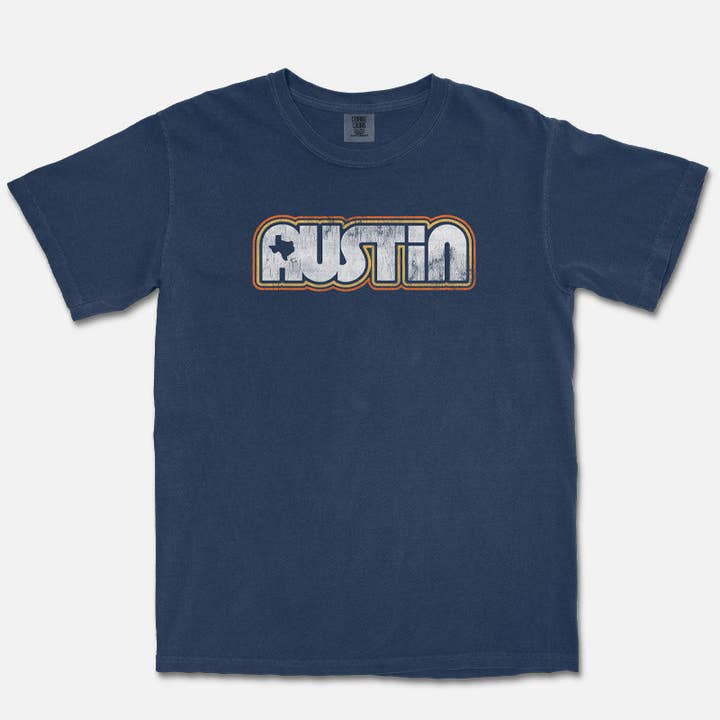 Gusto Graphic Tees - Wholesale Screen Printed T-Shirt - Unisex - Retro Austin T-shirt | Comfort Colors 1717 | Austin TX2