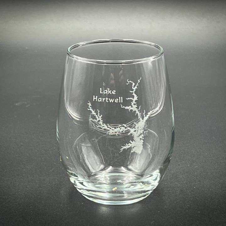 Adirondack Etching LLC - Wholesale Wine Glass - Lake Hartwell Georgia - 15 oz Stemless Wine Glass