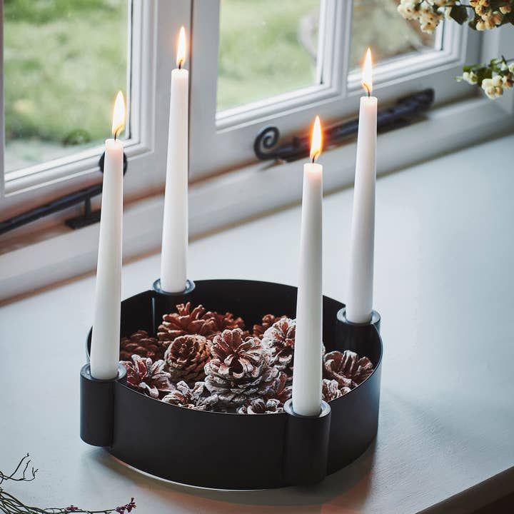 Centrepiece Candle Holder in Black for wholesale by Ivyline