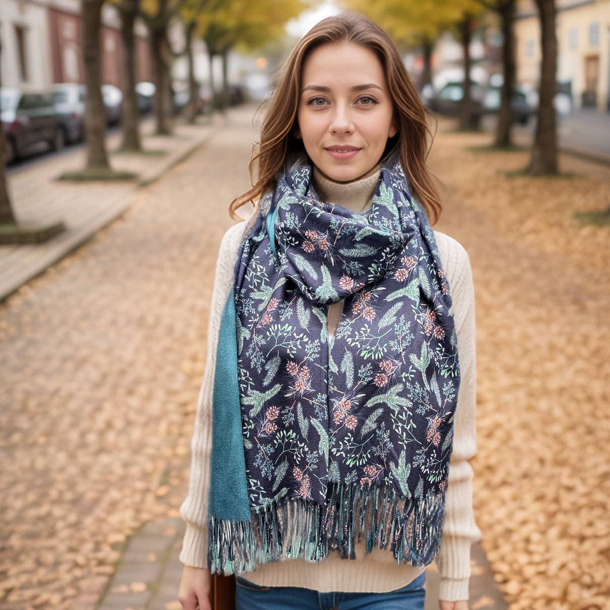 Black Ginger – Großhandel Schal – Damen – Tannenzapfen Pashmina-Stil Schal (70x180cm) - Exklusives Design0