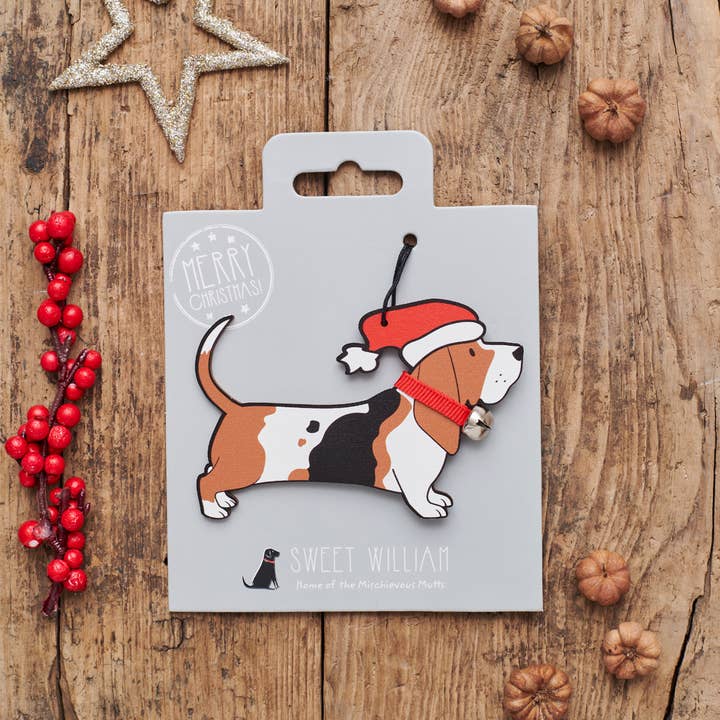 Kerstdecoratie/Ornament - Basset Hound voor wholesale door Sweet William Designs
