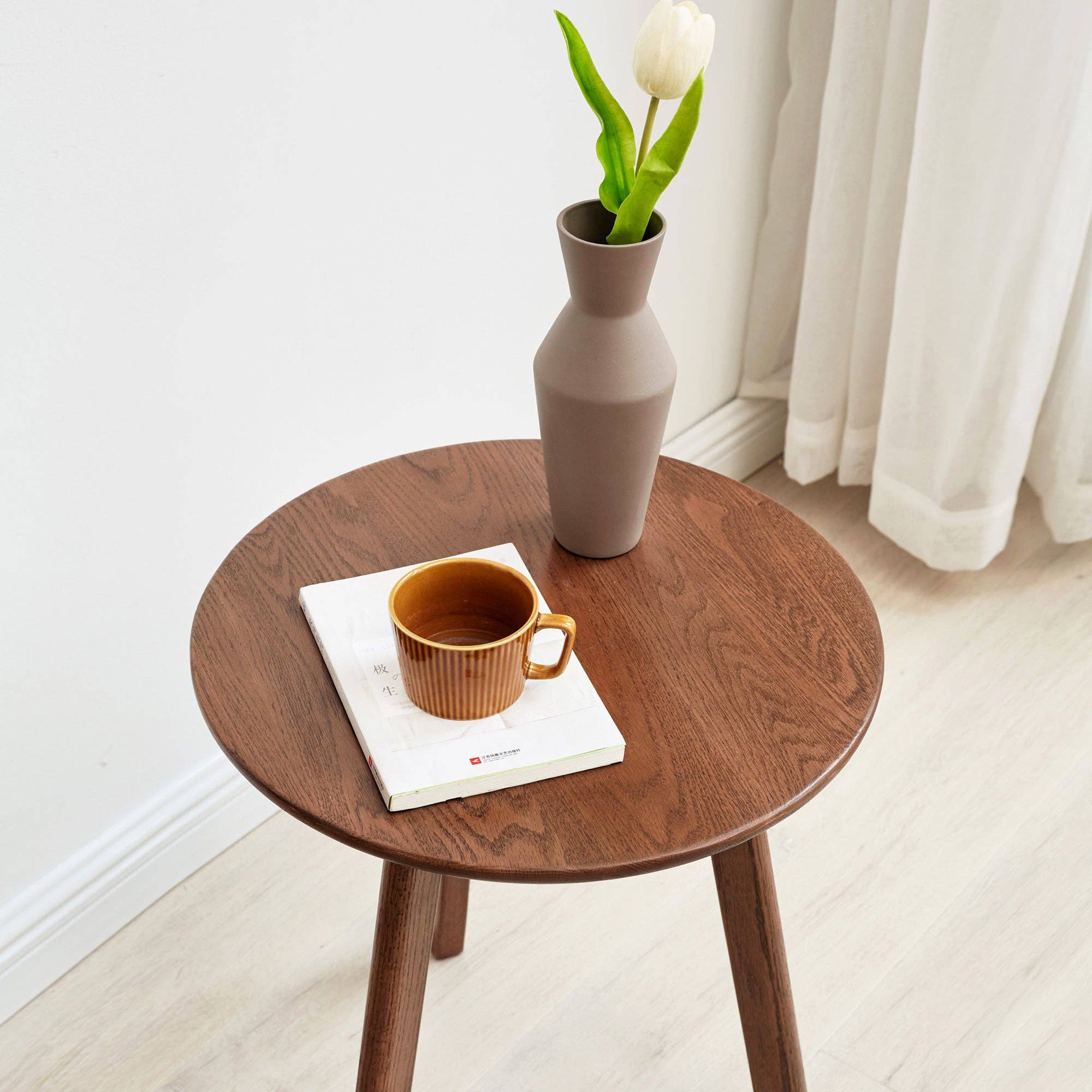 BlakOutlet - Wholesale Side Table - Natural Solid Oak Wood Round End Table5