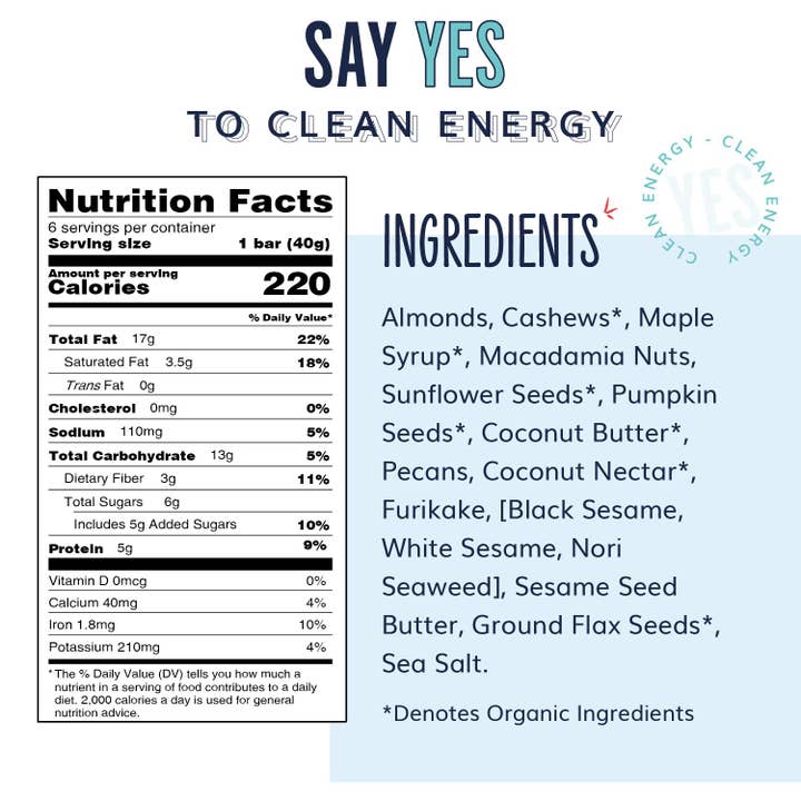 YES Bar® - Premium Real Food Snack Bars - Venta al por mayor Barrita de aperitivo - Sal marino de sésamo negro - Snack Bar con base vegetal gourmet