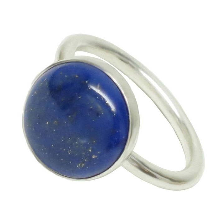 Sterling Silver Lapis Lazuli Round Cabochon Ring Size 6.5 for wholesale by Michele Benjamin, LLC