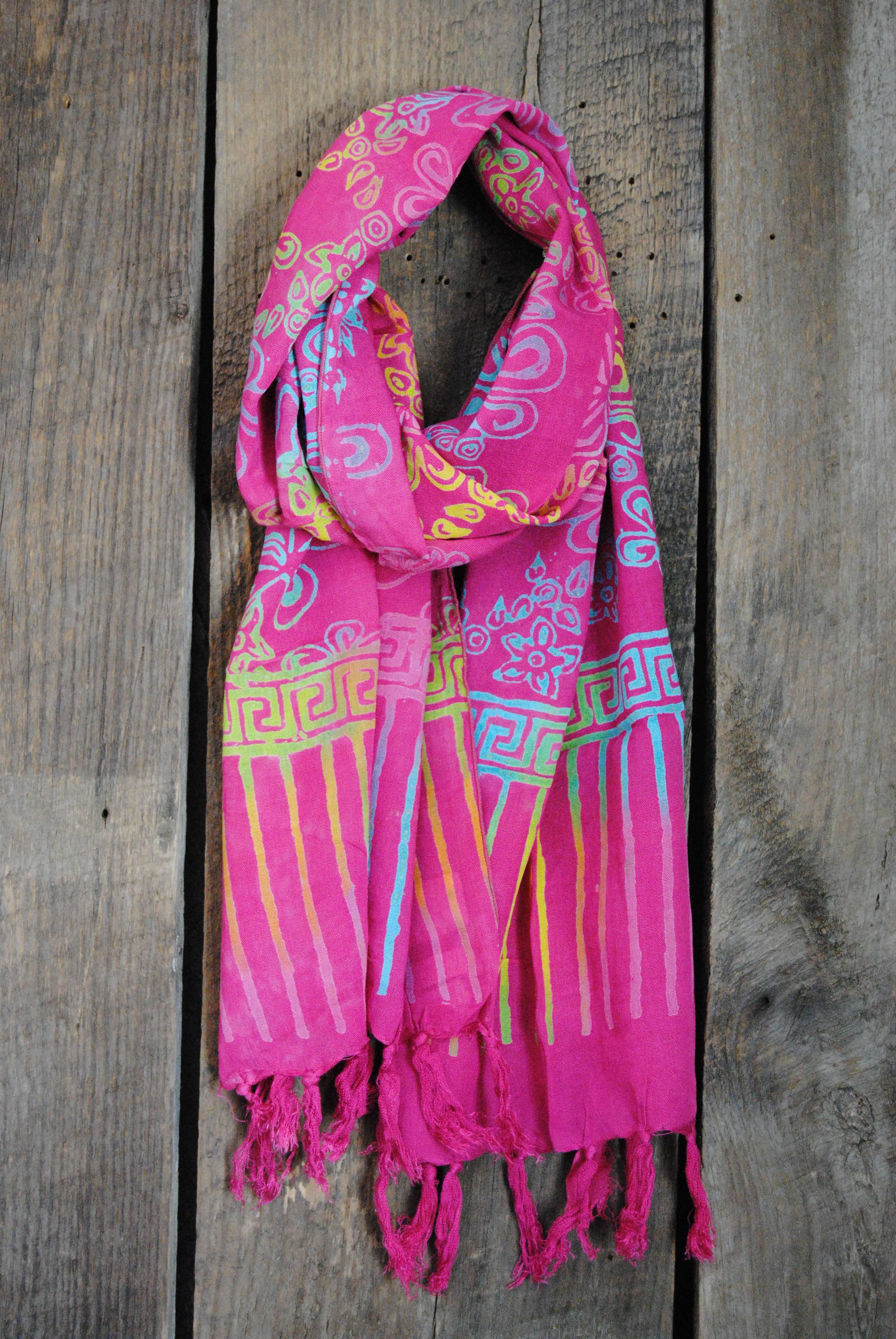 Nusantara Inc. - Wholesale Scarf - Women's - Rayon Batik Scarf - 98781 A-C (Knotted  Fringe)14
