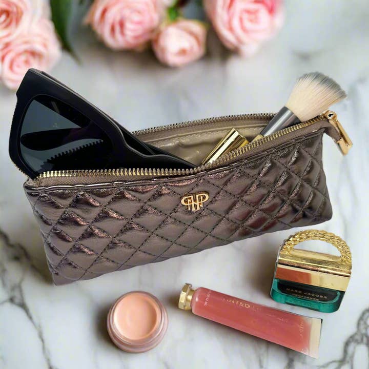 PurseN (new) - Wholesale Makeup/Cosmetic Bag - Sleek Stash Go-To-Case - Bronze1