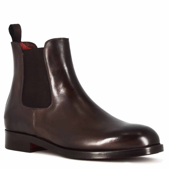 Botas chelsea elegantes de hombre de cuero marrón hechas a mano para venta al por mayor de The Royale Leather