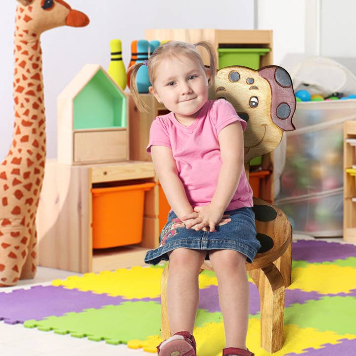 Children's Wooden Puppy Dog Chair Toddlers Sitting Chair with supporting strong backrest for wholesale by funyards