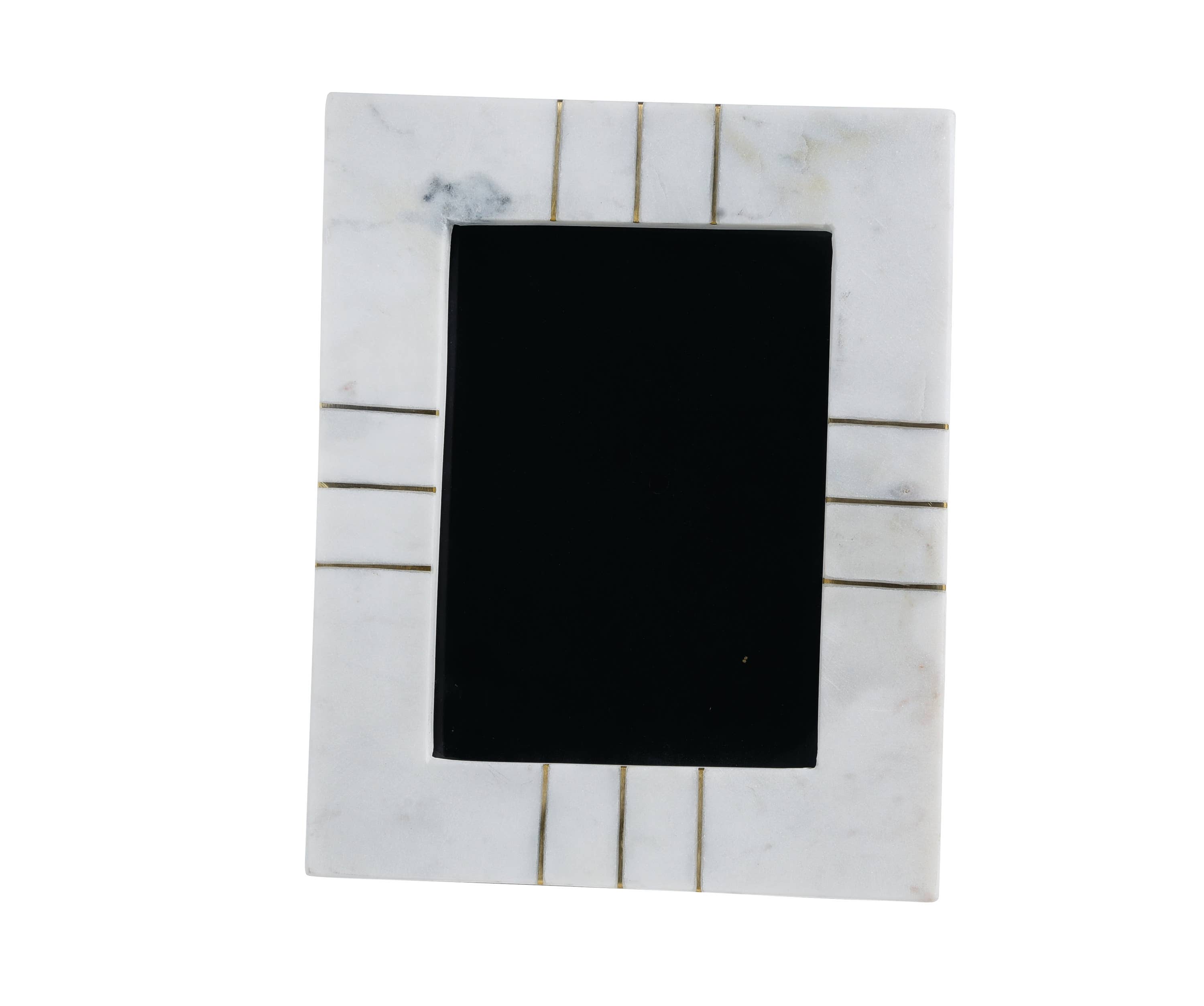 BIDKhome - Wholesale Picture Frame - Marble Photo Frame 5x7" W/Brass Inlay Opal White4