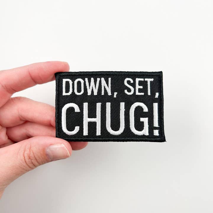 Field Trip Threads - Wholesale Patch - Down Set Chug Embroidered Iron On Patch Football Tailgate