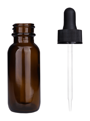 Best Bottles - Vente Supports pour huile essentielle - Bouteille ronde ambrée Boston - 15 ml (plusieurs couleurs de compte-gouttes)1