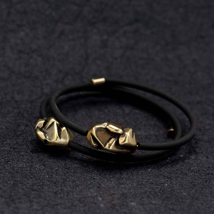 FATES, style with a story - Wholesale Bangle Bracelet - Thick Rocks, Rubber and Gold bracelet
