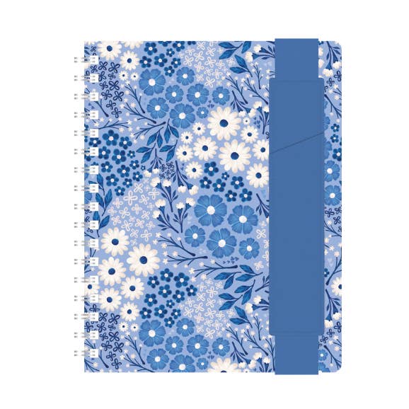 Agenda non daté à couverture rigide Blue Meadow avec porte-stylo élastique pour la vente par Denik