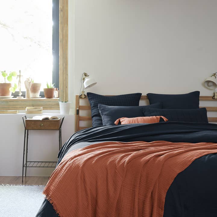 L'effet Papillon - Wholesale Throw Blanket - GAÏA Terracotta fringed throw 130 x 160 cm1