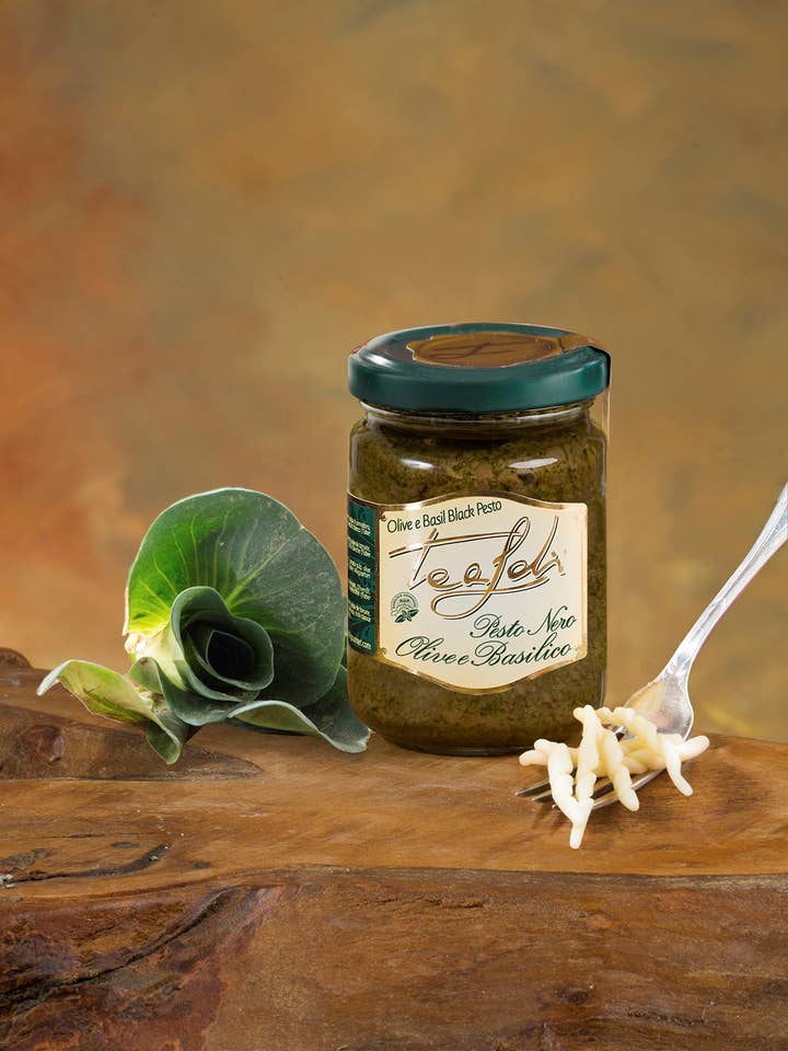Svart Oliver Och Basilikapesto 130g för wholesale av ANTICO PASTIFICIO TEALDI SRL (Tealdi)