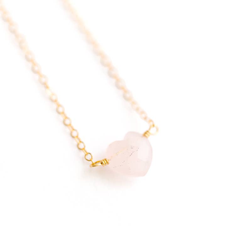 Rose Quartz Heart Pendant Necklace for wholesale by Seaflowerjewelry