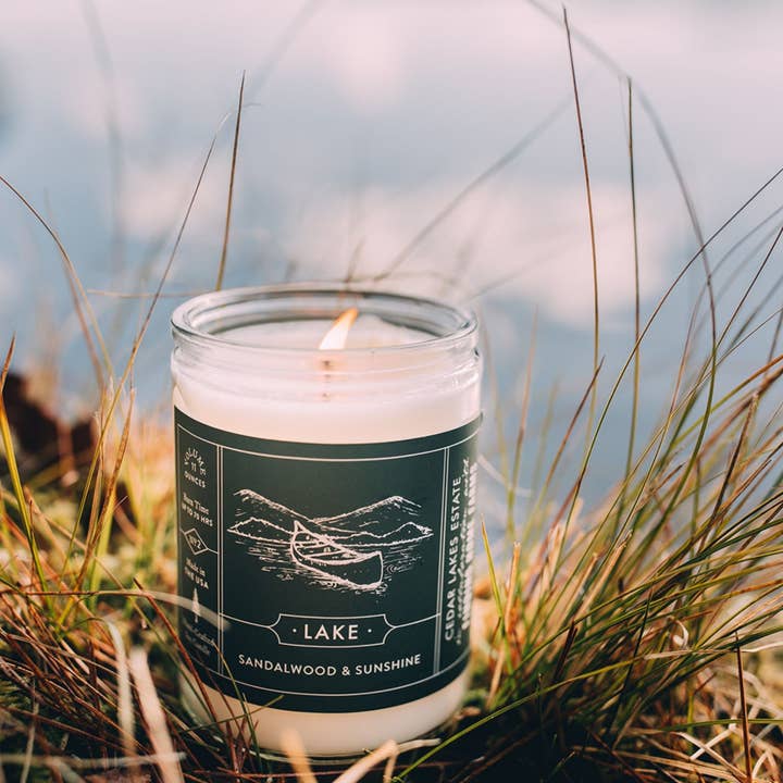 Soy Candle, Lake, Fresh & Bright Scent for wholesale by Finding Home Farms